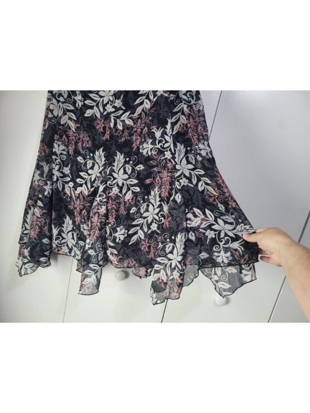 Vintage Whimsygoth Fairy Floral Skirt Black Pink White SZ 14/16W Studio 1940 y2k - Picture 3 of 7